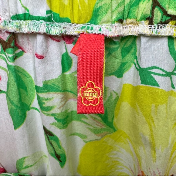 Vintage FARM Rio Floral Cotton Midi Skirt Made in Brazil Resort M - Picture 7 of 13